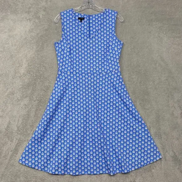 Talbots Dress Womens Small Blue V Neck Sleeveless Knit Fit Flare A Line Zip‎ - Picture 2 of 9